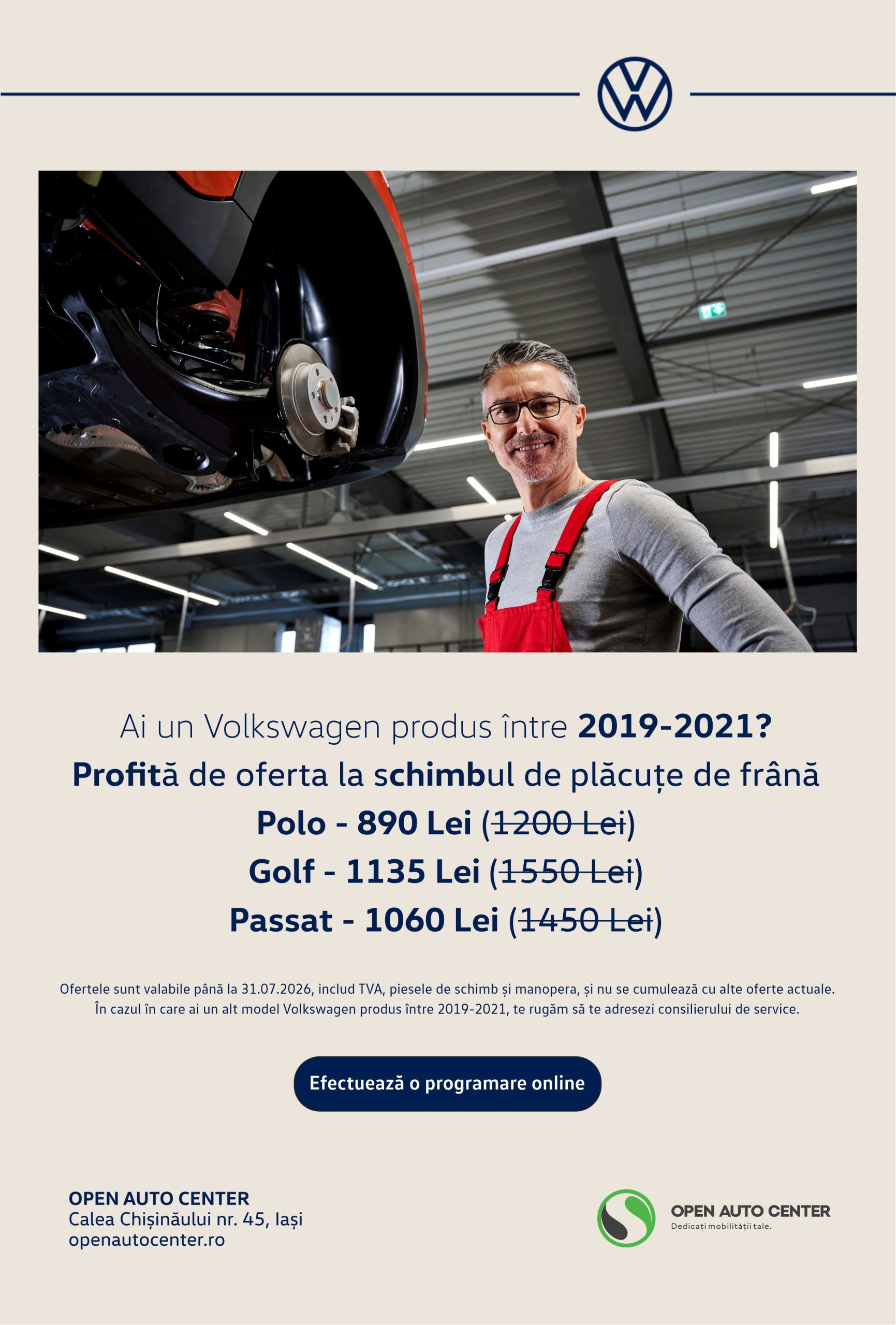 Segment II Schimb placute frana Newsletter VW